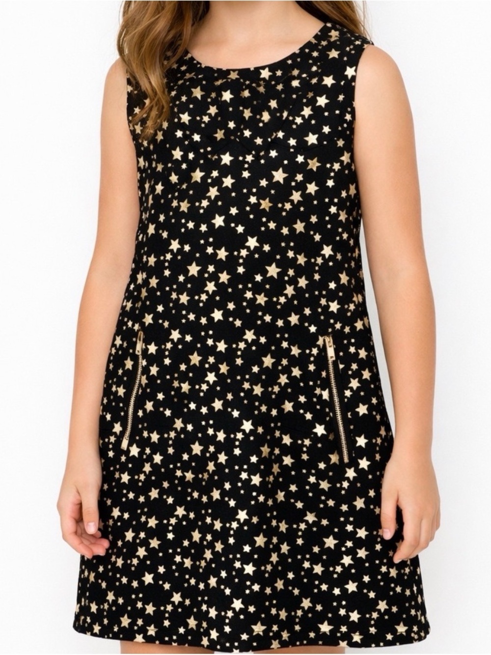 Epic Threads Black Dress with Gold Star Print